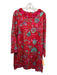 Sheridan French Size L Red, Pink, Green Polyester Floral Flower Applique Dress Red, Pink, Green / L