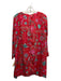 Sheridan French Size M Red, Pink, Green Polyester Floral Flower Applique Dress Red, Pink, Green / M