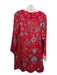 Sheridan French Size M Red, Pink, Green Polyester Floral Flower Applique Dress Red, Pink, Green / M