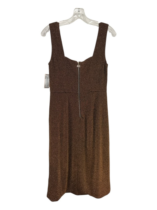 Emily McCarthy Size M Bronze Nylon Blend Wide Strap Glitter Knit Midi Dress Bronze / M