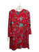 Sheridan French Size XS Red, Pink, Green Polyester Floral Flower Applique Dress Red, Pink, Green / XS