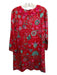 Sheridan French Size XS Red, Pink, Green Polyester Floral Flower Applique Dress Red, Pink, Green / XS