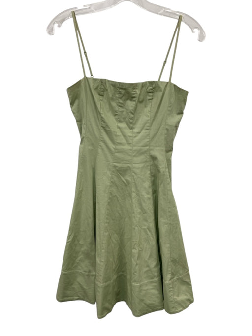 Staud Size 0 Sage green Cotton Blend Paneled Spaghetti Strap Above Knee Dress Sage green / 0