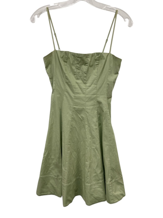 Staud Size 0 Sage green Cotton Blend Paneled Spaghetti Strap Above Knee Dress Sage green / 0