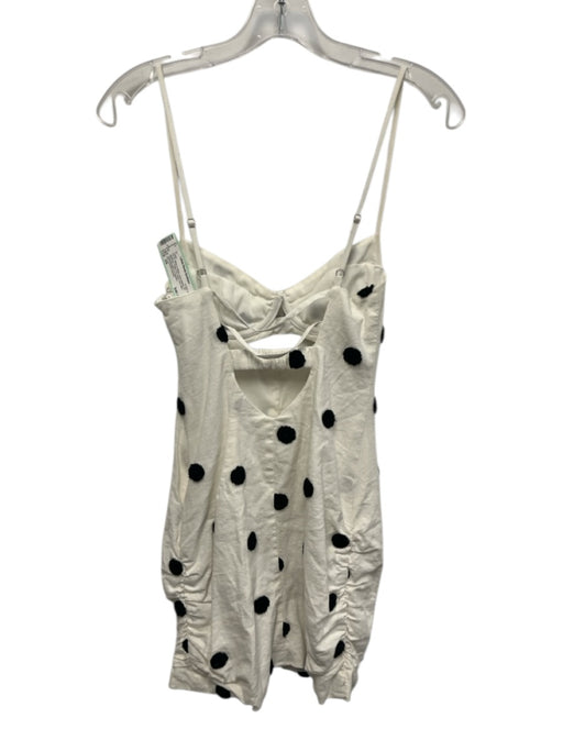 For Love & Lemons Size XS White & Black Linen Blend 3D applique Polka Dot Dress White & Black / XS