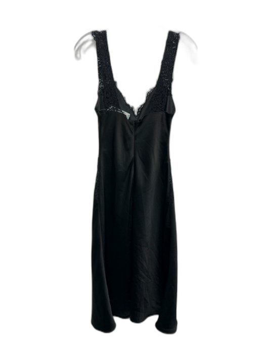 Hansen & Gretel Size S Black Polyester Satin Lace Trim Sleeveless Midi Dress Black / S