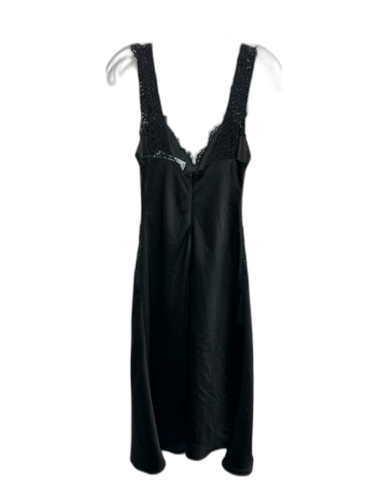 Hansen & Gretel Size S Black Polyester Satin Lace Trim Sleeveless Midi Dress Black / S