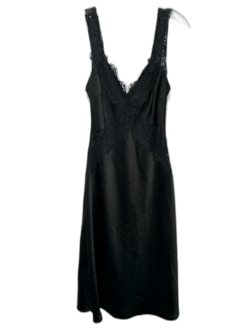 Hansen & Gretel Size S Black Polyester Satin Lace Trim Sleeveless Midi Dress Black / S