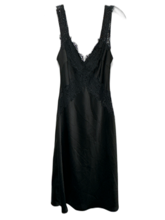 Hansen & Gretel Size S Black Polyester Satin Lace Trim Sleeveless Midi Dress Black / S