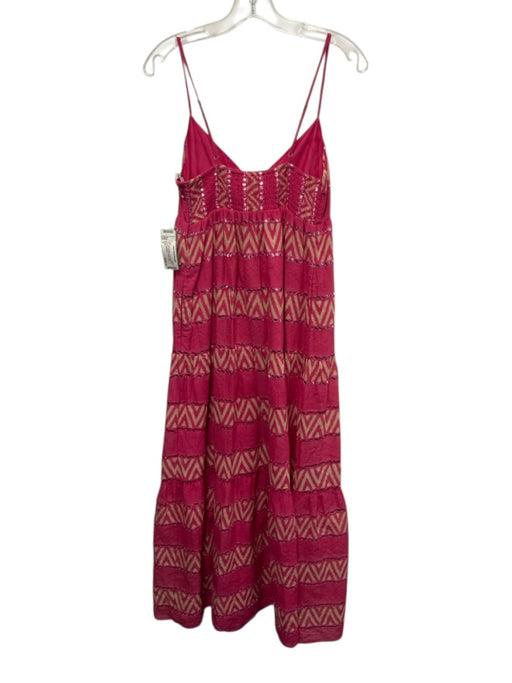 Saylor Size S Pink & Beige Cotton Knot Front Chevron mirrored sequins Maxi Dress Pink & Beige / S