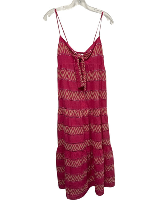 Saylor Size S Pink & Beige Cotton Knot Front Chevron mirrored sequins Maxi Dress Pink & Beige / S