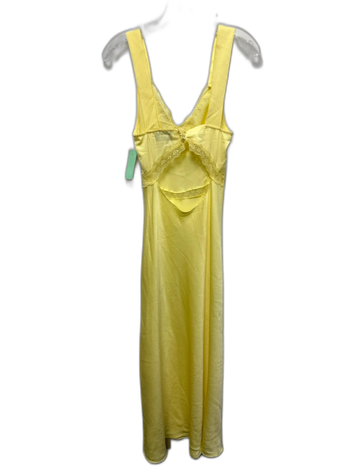 Bardot Size XS Yellow Polyester Blend Lace V Neck Midi Dress Yellow / XS