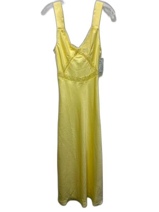Bardot Size XS Yellow Polyester Blend Lace V Neck Midi Dress Yellow / XS