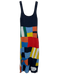 Staud Size M Blue, Yellow, Red Viscose Blend Knit Colorblock Scoop Neck Dress Blue, Yellow, Red / M
