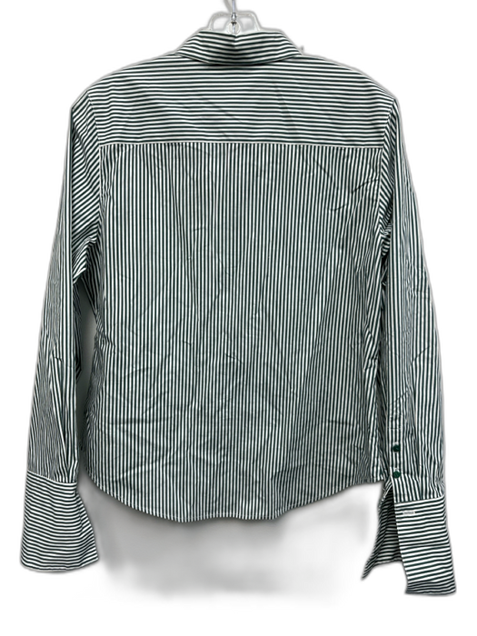 Favorite Daughter Size S Green & White Cotton Stripe Long Sleeve Button Down Top Green & White / S