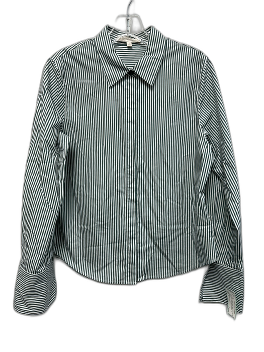 Favorite Daughter Size S Green & White Cotton Stripe Long Sleeve Button Down Top Green & White / S