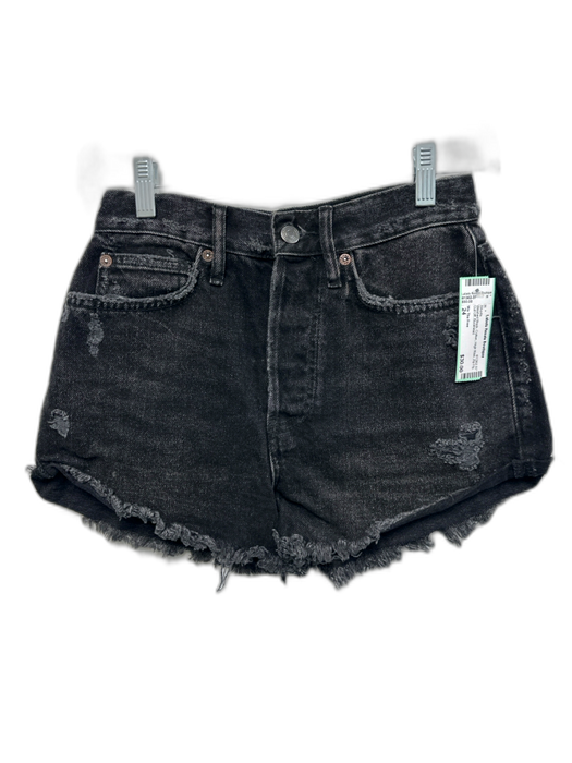 We The Free Size 24 Washed Black Cotton High Rise Zip Fly Cut Off Shorts Washed Black / 24