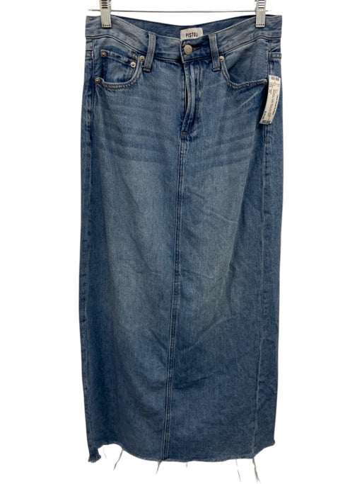 Pistola Size 24 Blue Wash Cotton Blend Zip & Button Whiskering Denim Skirt Blue Wash / 24