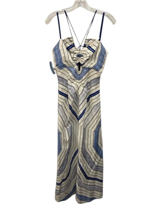 Sandro Size Est S Blue & White No Fabric Tag Striped Sleeveless Maxi Dress Blue & White / Est S