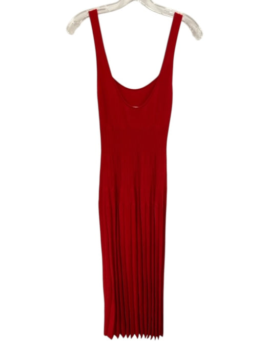 Staud Size XS Red Viscose Blend Ribbed Pleat Sleeveless Maxi Dress Red / XS
