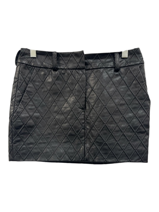 Amanda Uprichard Size XS Black PU Leather quilt embossed Mini Belt Loops Skirt Black / XS