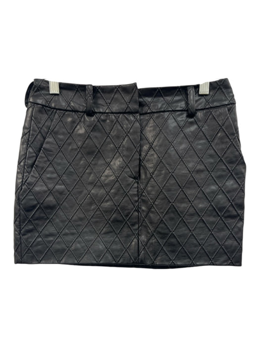 Amanda Uprichard Size XS Black PU Leather quilt embossed Mini Belt Loops Skirt Black / XS
