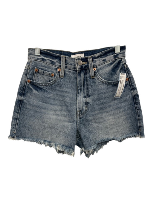 Pistola Size 24 Blue Cotton Zip & Button Whiskering Distressed Hem Shorts Blue / 24