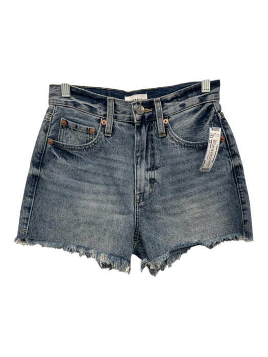 Pistola Size 24 Blue Cotton Zip & Button Whiskering Distressed Hem Shorts Blue / 24