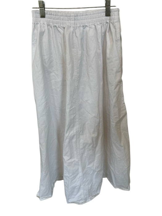Zara Size XS White Cotton Elastic Waist Midi Skirt White / XS