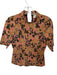 Maeve Size XS Brown & Pink Polyester Blend Floral Knit Mock Neck Top Brown & Pink / XS