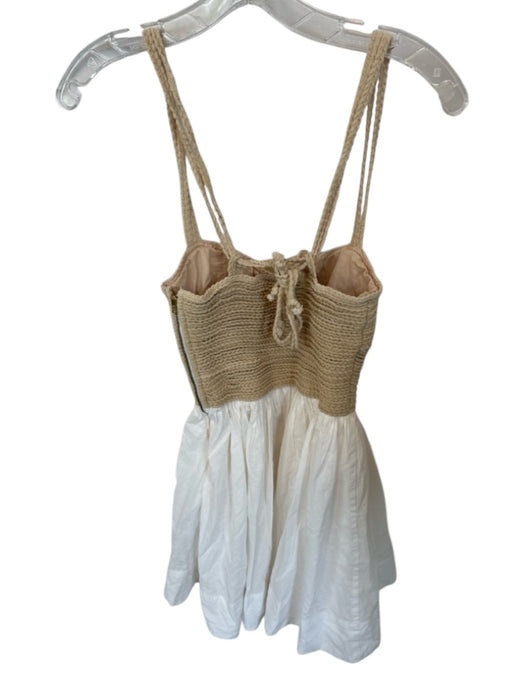 Show Me Your Mumu Size XS white & tan Cotton Rope tie strap Side Zip Mini Dress white & tan / XS