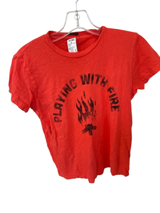 Mother Size XS Orange Cotton Blend T Shirt Graphic Short Sleeve Top Orange / XS
