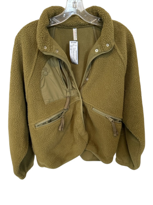FP Movement Size SP Olive Polyester Faux Fur Snap Button Front Pockets Jacket Olive / SP