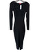 Staud Size S Black Viscose Blend Ribbed Long Sleeve Sweetheart Neckline Dress Black / S