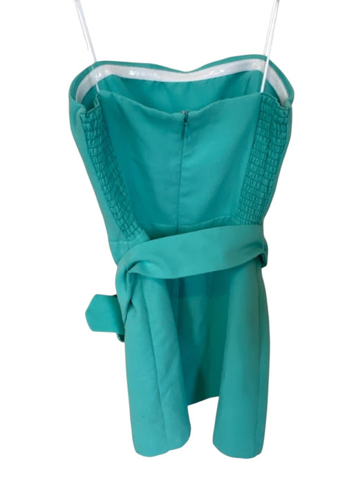Amanda Uprichard Size XS Aqua Polyester Strapless Back Zip Mini Dress Aqua / XS