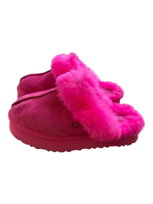 Ugg Shoe Size Est 7 Neon Pink Suede Platform Shearling Slippers Neon Pink / Est 7