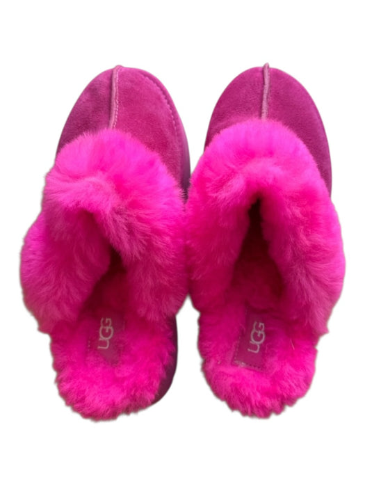 Ugg Shoe Size Est 7 Neon Pink Suede Platform Shearling Slippers Neon Pink / Est 7