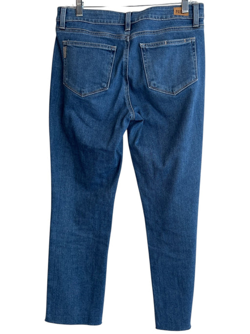 Paige Size 27 Medium Wash Cotton High Rise Whiskering Straight Leg Raw Hem Jeans Medium Wash / 27