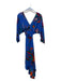 Diane Von Furstenberg Size S Blue, Red, Multi Silk Floral V Neck Wrap Dress Blue, Red, Multi / S