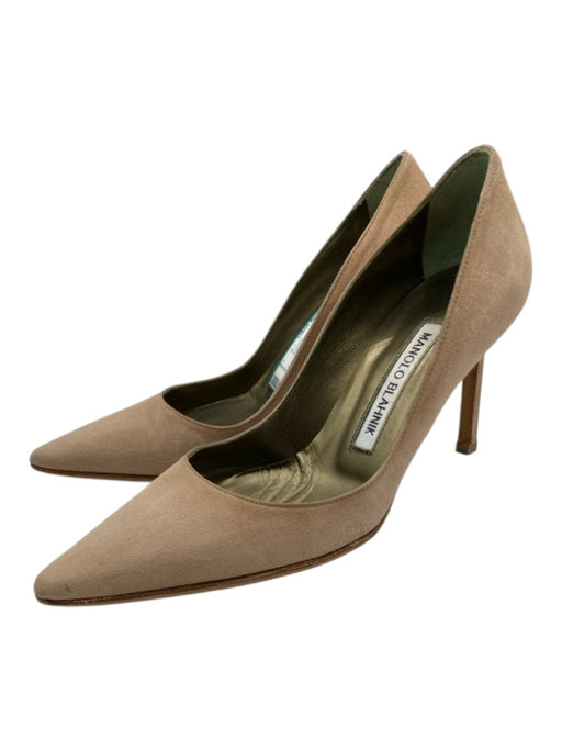Manolo Blahnik Shoe Size 34.5 Beige Suede Pointed Toe Stiletto Pumps Beige / 34.5