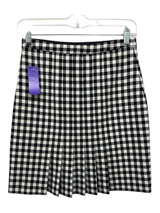 Diane Von Furstenberg Size 2 Black & White Polyester Blend Gingham A Line Skirt Black & White / 2