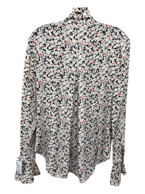 Veronica Beard Size 2 White, Black, Pink Silk Neck Tie Abstract Floral Top White, Black, Pink / 2