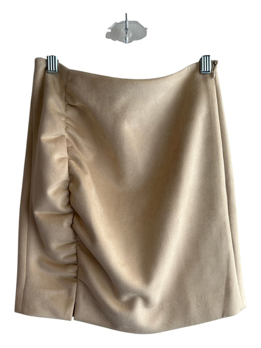 Free People Size 4 Cream Polyester Stitch Detail Rushed Side Side Zip Mini Skirt Cream / 4