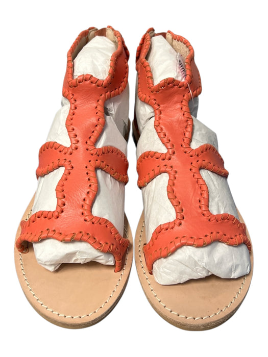 Jack Rogers Shoe Size 7 Melon Leather Back Zip Round Toe Whipstich Detail Shoes Melon / 7