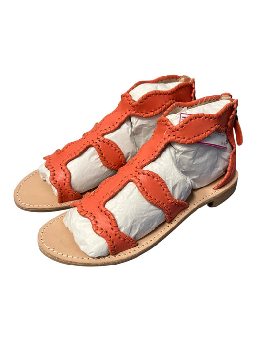 Jack Rogers Shoe Size 7 Melon Leather Back Zip Round Toe Whipstich Detail Shoes Melon / 7