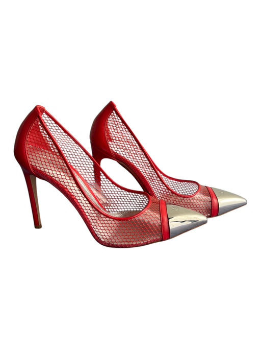 Louis Vuitton Shoe Size 37 Red & Silver leather sole Mesh Metal Toe Logo Shoes Red & Silver / 37