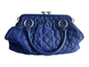 Marc Jacobs Navy Leather Kiss Lock Inside & Outside Pockets Cross Body Strap Bag Navy / M