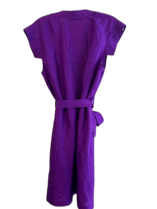 Soeur Size 40 Purple Silk Wrap Belt Knee Length Cap Sleeve Dress Purple / 40