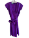 Soeur Size 40 Purple Silk Wrap Belt Knee Length Cap Sleeve Dress Purple / 40