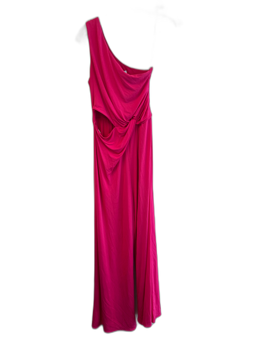 Halston Size 6 Hot pink Rayon One Shoulder Twist Side Zip Dress Hot pink / 6